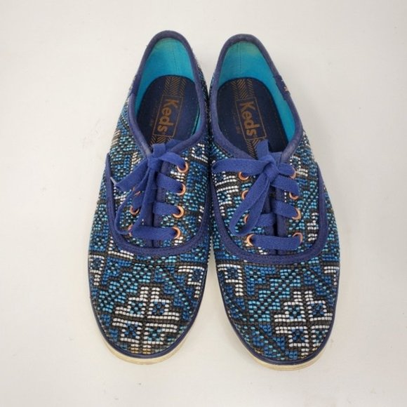 Keds Womens Champion Needlepoint Blue Lace Up Sneakers WF53422 Size 6 M - Picture 3 of 8